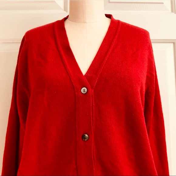 Saks 5th Avenue Cashmere Cardigan Button Slouchy Sweater Made in England… - Picture 2 of 9